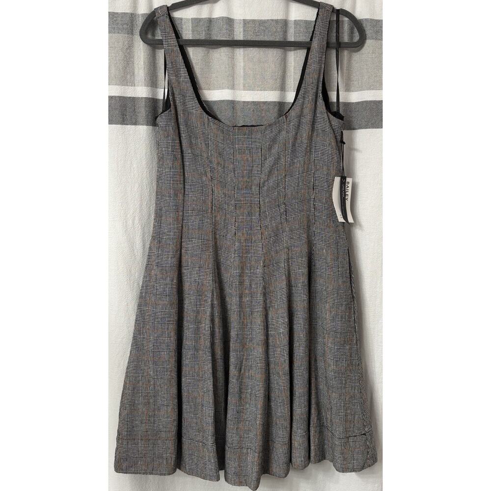 NWT Bailey 44 Women’s Houndstooth Plaid Dress Sleeveless Fit And Flare Size 12